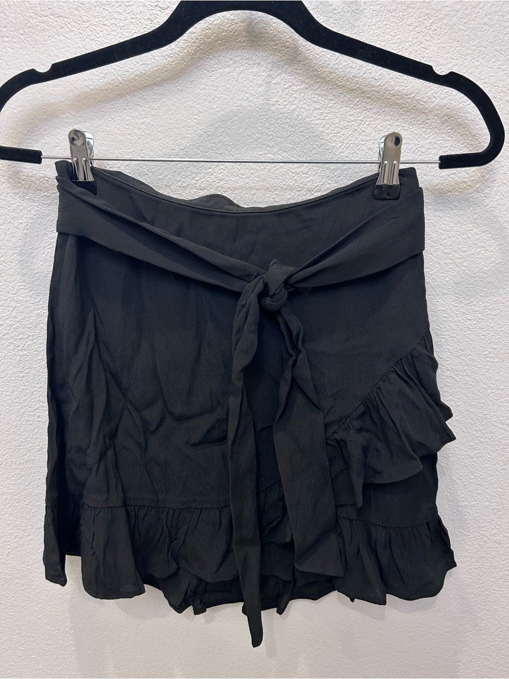 Express Black Ruffle Tie-Front Skirt